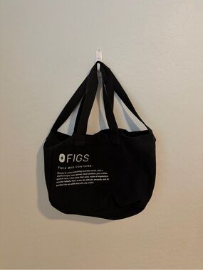 FIGS Black Canvas Tote Bag with Logo